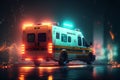 Ambulance at Night Driving Through a Fire