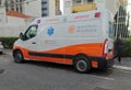 An ambulance of NotreDame Intermedica parked on Castro Alves street.