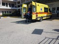 ambulance open doors in greek hospital