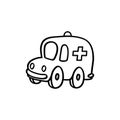 Emergency ambulance outline illustration on white background