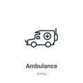 Ambulance outline vector icon. Thin line black ambulance icon, flat vector simple element illustration from editable army concept