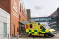 Ambulance outside the Great North Trauma and Emergency Centre, RVI hospital Newcastle upon Tyne, UK Royalty Free Stock Photo