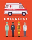 Ambulance paramedic police firefighter and doctor vector design