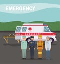 Ambulance paramedic police firefighter and doctor vector design