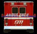 Ambulance: Rear view of emergency services vehicle Royalty Free Stock Photo