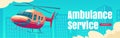 Ambulance service web banner with medic helicopter