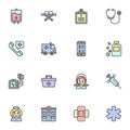 Ambulance service filled outline icons set Royalty Free Stock Photo
