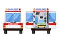 Set of ambulance rear view with open and closed doors Royalty Free Stock Photo
