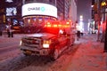 Ambulance in the snow blizzard in Manhattan New York