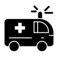 Ambulance solid icon. Medical car vector illustration isolated on white. Emergency auto glyph style design, designed for