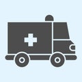 Ambulance solid icon. Medical clinic transportation car, hospital bus. Health care vector design concept, glyph style