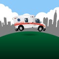 Ambulance speeding ,vector cartoon