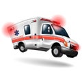 Ambulance speeding ,vector cartoon Royalty Free Stock Photo