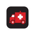 Ambulance square icon in color