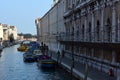 Ambulance station with boats used instead of ambulances located on a canal in Venice