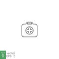 ambulance suitcase icon, line. First aid kit, medical case bag