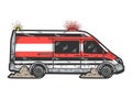 Ambulance travels at high speed. Sketch scratch board imitation.