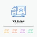 ambulance, truck, medical, help, van 5 Color Line Web Icon Template isolated on white. Vector illustration Royalty Free Stock Photo