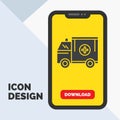 ambulance, truck, medical, help, van Glyph Icon in Mobile for Download Page. Yellow Background Royalty Free Stock Photo