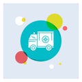 ambulance, truck, medical, help, van White Glyph Icon colorful Circle Background Royalty Free Stock Photo