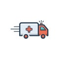 Color illustration icon for Ambulance van, car and medical