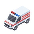 Ambulance van. Vector isometric illustration on white background. Royalty Free Stock Photo