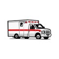 Ambulance vector side view isolated. Ambulance vector art illustration