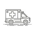 Ambulance vehicle line icon. First aid, emergency service. Urgent medical care concept. Royalty Free Stock Photo