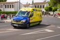 Ambulance vehicle for medical emergency assistance for accidents or health problems of cyclists