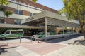 Ambulance vehicles parkes at Emergency Department entrance, Royal Perth Hospital, Perth City