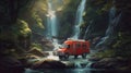 Ambulance In A Waterfall - Realistic And Charming Illustrations