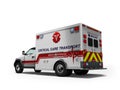 Ambulance white car rear view 3d render on white background with shadow Royalty Free Stock Photo