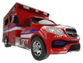 Ambulance: wide angle view of emergency services vehicle on whit Royalty Free Stock Photo