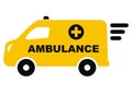 Ambulance, yellow van, vector icon