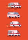 Ambulances paramedic cars side view vector design