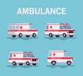 Ambulances paramedic cars side view vector design