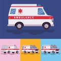 Ambulances paramedic cars side view vector design