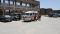 Ambulances in the park of hospital in islambad Royalty Free Stock Photo