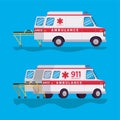 Ambulances and stretchers vector design Royalty Free Stock Photo