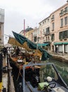 An ambulant merchant ship on the Venice channel Royalty Free Stock Photo