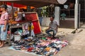 Ambulant shoe vendor at Terong Street Market in Makassar, South Sulawesi, Indonesia