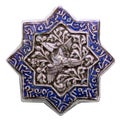 Amcient islamic motif structural design with star emblem for textural background. Arabic tile isolated on white