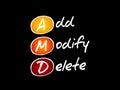 AMD - Add, Modify, Delete acronym