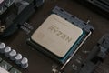 AMD CPU Ryzen on Mainboard Royalty Free Stock Photo