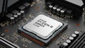 Amd ryzen 9 5950x processor on motherboard Royalty Free Stock Photo