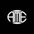 AME abstract monogram circle logo design on black background. AME Unique creative initials letter logo Royalty Free Stock Photo