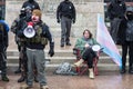 Amed Demonstrators Stand Up for a Trans Counter Protestor