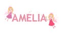 Amelia female name with cute fairy