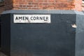 Amen Corner street sign on a wall