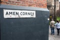 Amen Corner street sign on a wall